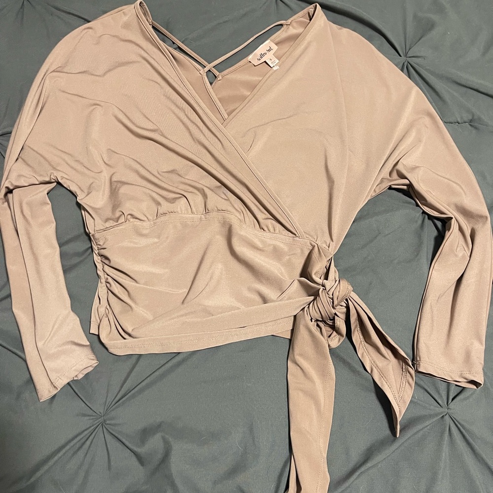 Women's Taupe Wrap Top by willow root NWOT